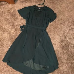 Emerald green wrap dress